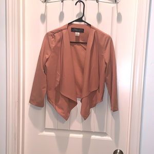 Crop sleeve blazer with waterfall collar, size S